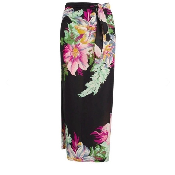 Walter Baker Floral Paradise Sarong Grand Magnolia Scarf Dress Skirt One Size - Picture 5 of 9